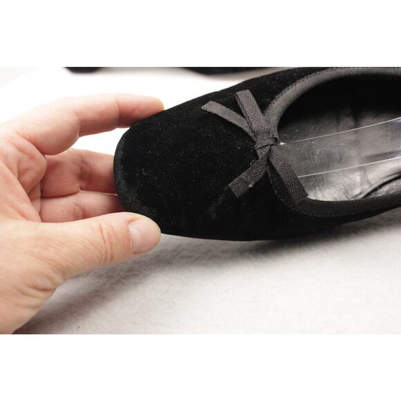 PRADA Women's 36.5 EU/6.5 US Velvet Ballet Flats Black Bow Italy Vero Cuoio - Picture 3 of 14